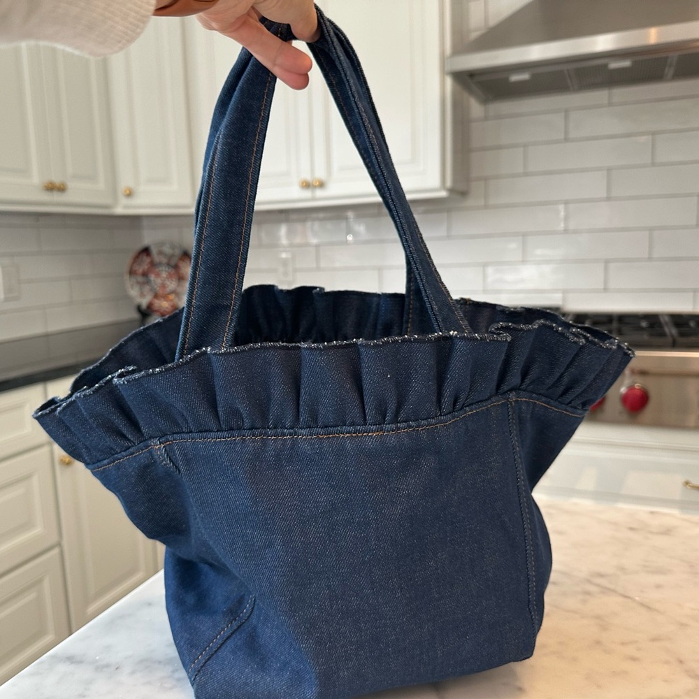Loeffler Randall Ruffle Denim tote bag- like new